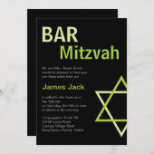 Modernes Bar Mitzvah Einladungs-Grün u. Schwarzes Einladung (Vorne/Hinten)