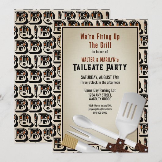 Modernes Barbecue - Einladung (Vorne/Hinten)