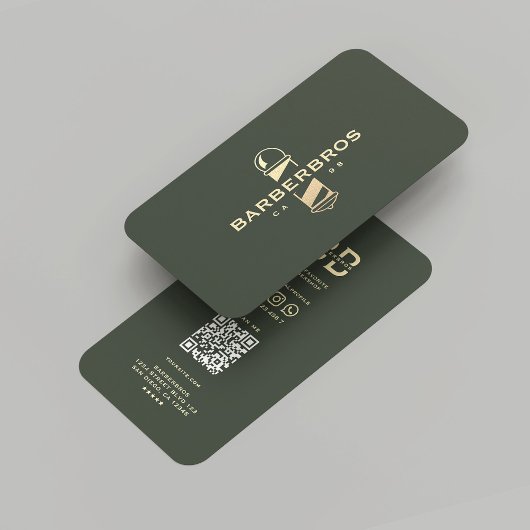 Modernes Barber Gold Barber Pole Barbershop Green Visitenkarte