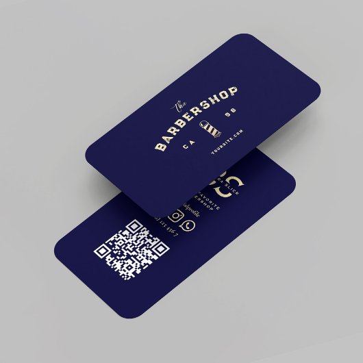 Modernes Barber Monogram Barbershop Midnight Blue Visitenkarte
