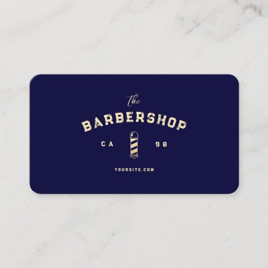 Modernes Barber Monogram Barbershop Midnight Blue Visitenkarte (Vorderseite)