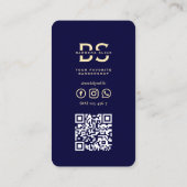 Modernes Barber Monogram Barbershop Midnight Blue Visitenkarte (Rückseite)