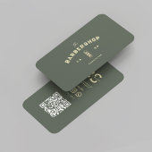 Modernes Barber Monogram Barbershop Sage Green Visitenkarte