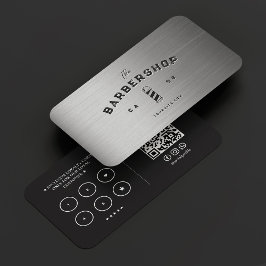 Modernes Barber Silver Black Barbershop Loyalität Visitenkarte