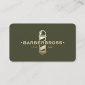 Modernes Barberglas-Pole-Army Green Gold Barbersho Visitenkarte (Vorderseite)