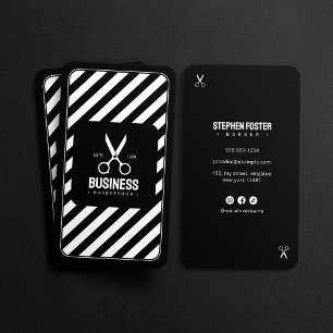 Modernes Barbershaus Hair Stylist Barbershop Black Visitenkarte