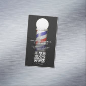 Modernes Barbershaus QR Barber's Pole Magnetische Visitenkarte (Beispiel)