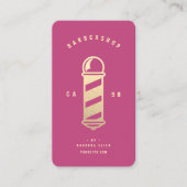 Modernes Barbershop Barber Pole Pink Gold Visitenkarte (Vorderseite)