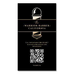 Modernes Barbershop Barbershop Barber's Pole QR Magnetische Visitenkarte