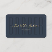 Modernes Barbershop Monogram Elegant Blau Visitenkarte (Vorderseite)