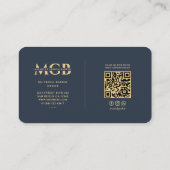 Modernes Barbershop Monogram Elegant Blau Visitenkarte (Rückseite)