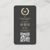 Modernes Barbershop Monogram Männer-Haarschnitt QR Visitenkarte (Rückseite)