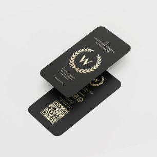 Modernes Barbershop Monogram Männer-Haarschnitt QR Visitenkarte