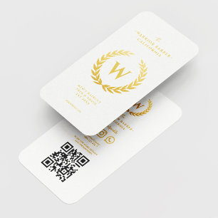 Modernes Barbershop Monogram Männer-Haarschnitt QR Visitenkarte