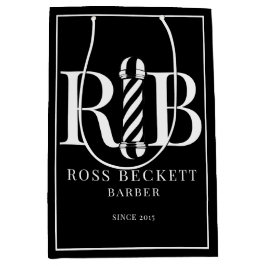 Modernes Barbershop Schwarz-weiße Geschenktasche Mittlere Geschenktüte
