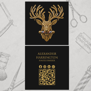 Modernes Barbier-Logo Goldhirsch-Barbier Quadratische Visitenkarte