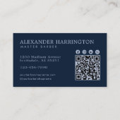 Modernes Barbier-Stahl-Hai-Logo Qr-Code Visitenkarte (Rückseite)
