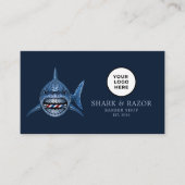 Modernes Barbier-Stahl-Shark-Logo Qr-Code Visitenkarte (Vorderseite)