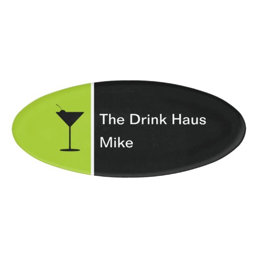 Modernes Barkeeper Cocktailglas-Design Namenschild (Vorderseite)