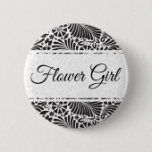 Modernes Barockblütenmädchen Button (Vorderseite)