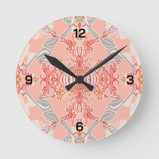 Modernes barocke Muster in rosa Creme Runde Clo Runde Wanduhr (Vorderseite)