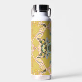 Modernes Barockmuster in goldrosa Blau Trinkflasche (Vorne)