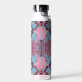 Modernes Barockmuster in Rosa Burgund Blau Trinkflasche (Links)