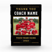 Modernes Baseball-Team Danke Trainer Fotoblock (Vorderseite)