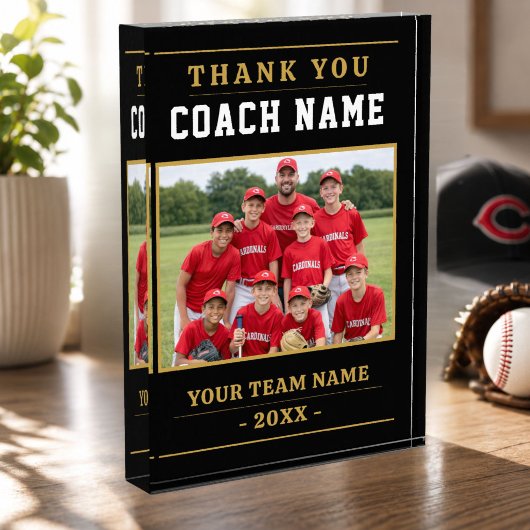 Modernes Baseball-Team Danke Trainer Fotoblock
