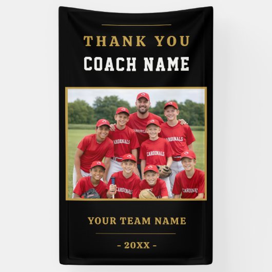 Modernes Baseball-Team-Foto Coach Danke Banner (Vertikal)