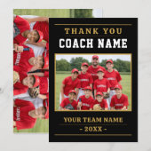 Modernes Baseball-Teamfoto Coach Dankeskarte (Vorne/Hinten)