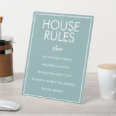 Modernes Basic Aquamarin House Rules Guest Pedesta Sockelschild (In SItu)