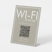Modernes Basic Beige Wi-Fi QR Code Pedestal-Zeiche Sockelschild (Vorderseite)