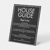 Modernes Basic Black House Guide Gästekarten Sockelschild (Vorderseite)