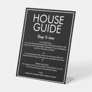 Modernes Basic Black House Guide Gästekarten Sockelschild