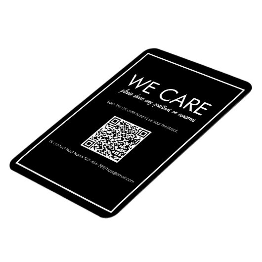 Modernes Basic Black QR Code Feedback Magnet (Linke Seite)