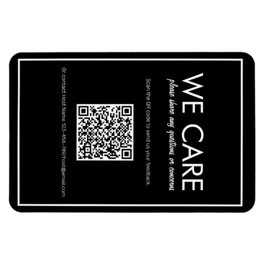 Modernes Basic Black QR Code Feedback Magnet (Horizontal)