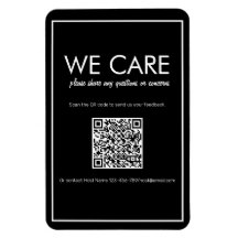 Modernes Basic Black QR Code Feedback Magnet