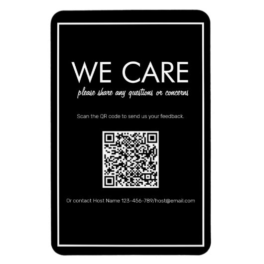 Modernes Basic Black QR Code Feedback Magnet (Vertikal)