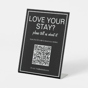 Modernes Basic Black QR Code Review Table Sign Sockelschild