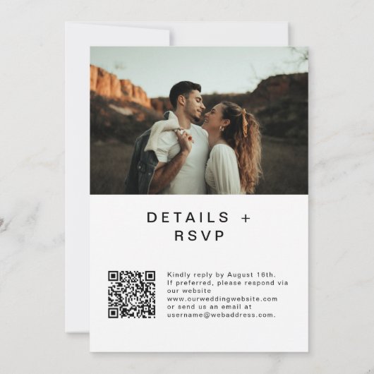 Modernes Basic Foto QR Code Wedding Rsvp Einladung (Rückseite)