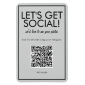 Modernes Basic Gray Social Media QR Code Magnet (Vertikal)