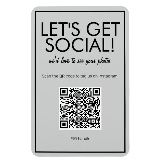 Modernes Basic Gray Social Media QR Code Magnet (Vertikal)