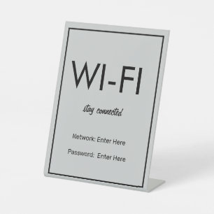 Modernes Basic Light Gray Wi-Fi Guest Pedestal Sig Sockelschild