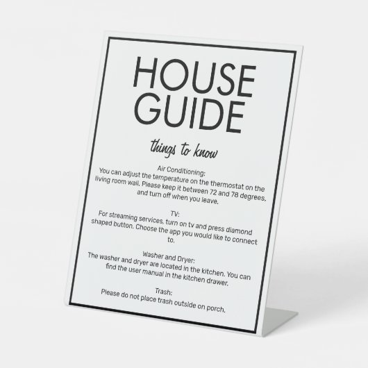 Modernes Basic White House Guide Gästekartenzeiche Sockelschild (Vorderseite)