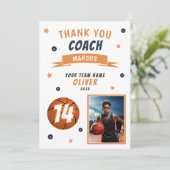 Modernes Basketball-Foto Danke für die Coach Card (Stehend Vorderseite)