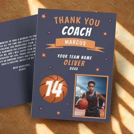 Modernes Basketball-Foto Danke für die Coach Card
