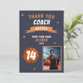 Modernes Basketball-Foto Danke für die Coach Card (Stehend Vorderseite)