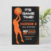 Modernes Basketball Geburtstag Kindersport Party Einladung (Stehend Vorderseite)