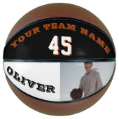 Modernes Basketball mit Teamname Nummer Foto (Vorderseite)